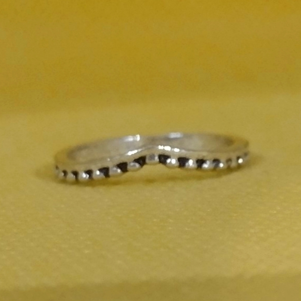 2/$10 Silver Minimalistic Beaded V-Shaped Stackable Ring